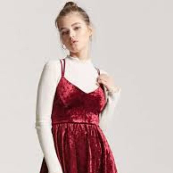 NWT Forever 21 dress juniors burgundy cross cross back straps mini dress - Picture 6 of 6